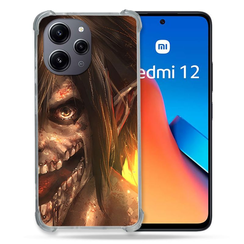 Coque Renforcée En Verre Trempé Pour Xiaomi Redmi 12 5G Manga Attaque Titans Eren Titan