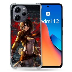 Coque Renforcée En Verre Trempé Pour Xiaomi Redmi 12 5G Manga Attaque Titans Mikasa