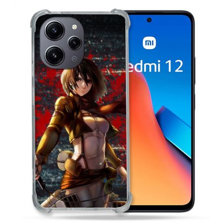 Coque Renforcée En Verre Trempé Pour Xiaomi Redmi 12 5G Manga Attaque Titans Mikasa