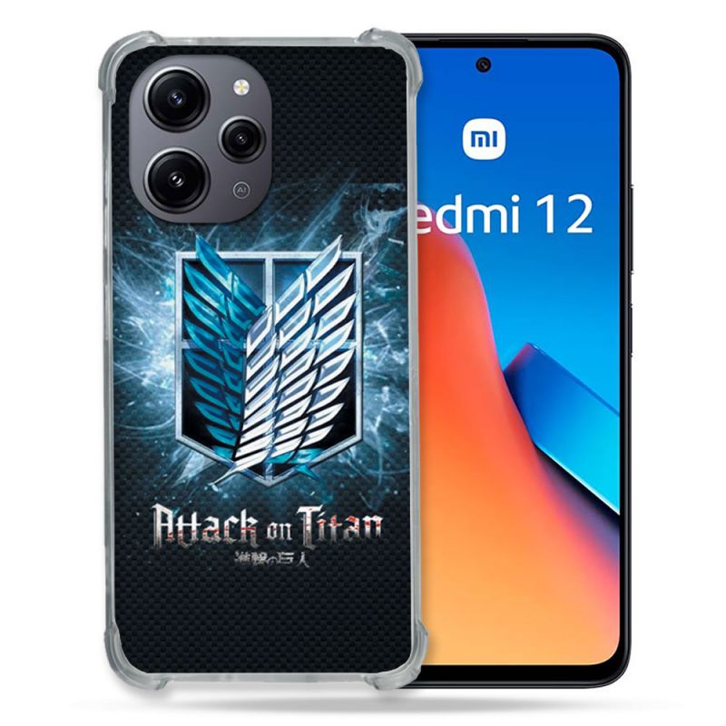 Coque Renforcée En Verre Trempé Pour Xiaomi Redmi 12 5G Manga Attaque Titans Noir