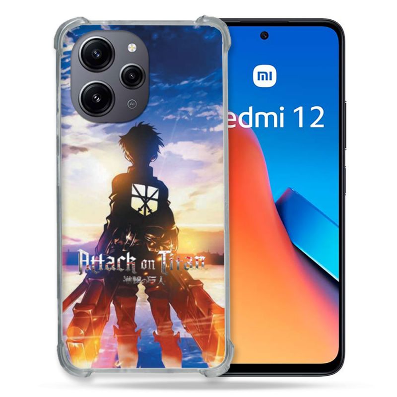Coque Renforcée En Verre Trempé Pour Xiaomi Redmi 12 5G Manga Attaque Titans Soleil