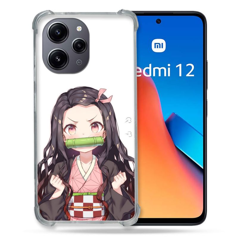 Coque Renforcée En Verre Trempé Pour Xiaomi Redmi 12 5G Manga Demon Slayer Nezuko