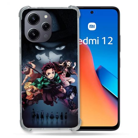 Coque Renforcée En Verre Trempé Pour Xiaomi Redmi 12 5G Manga Demon Slayer Noir