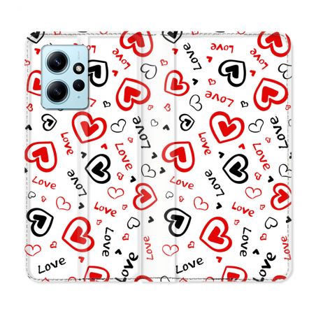 Housse Cuir Portefeuille Pour Xiaomi Redmi Note 12 4G Amour Love