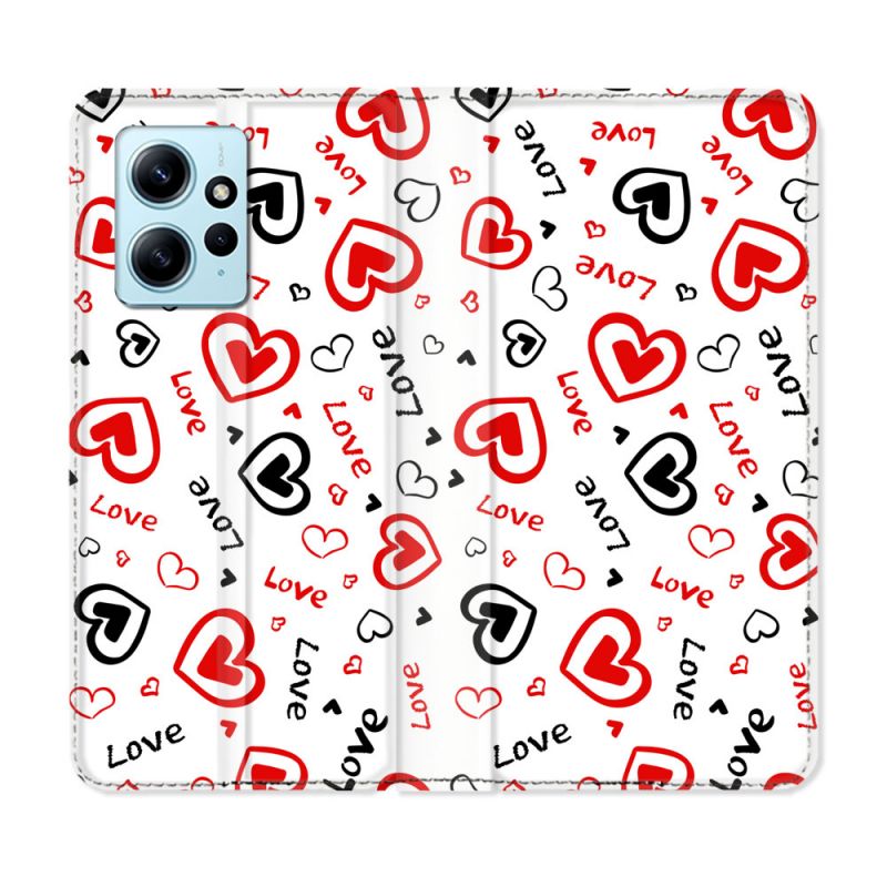Housse Cuir Portefeuille Pour Xiaomi Redmi Note 12 4G Amour Love