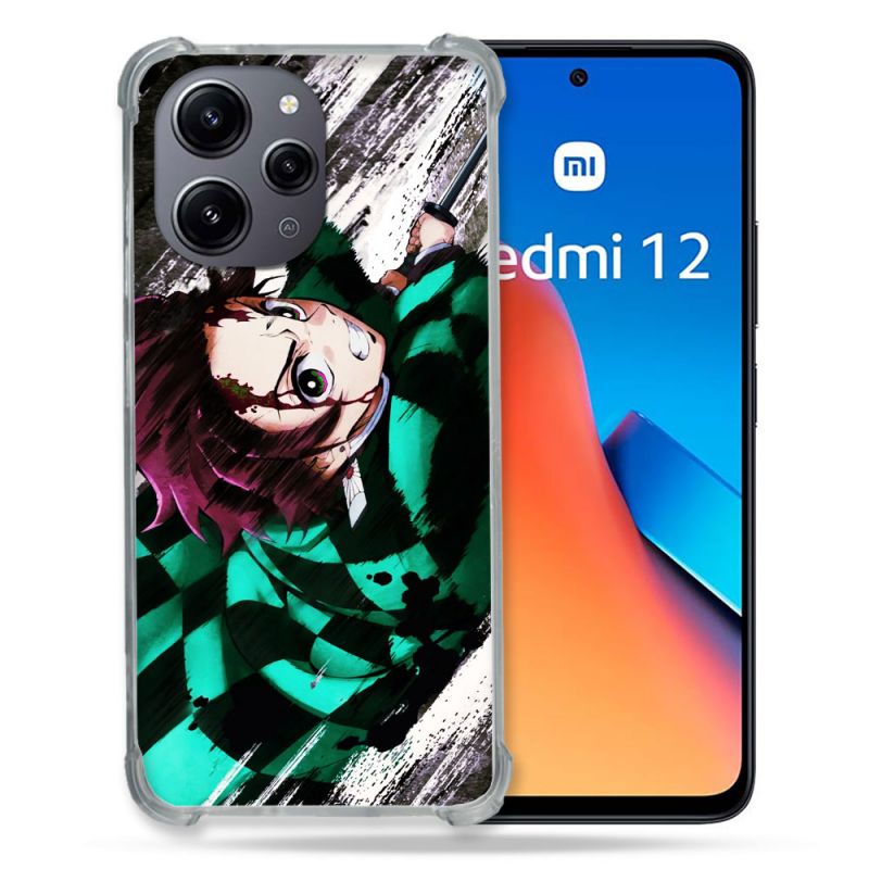 Coque Renforcée En Verre Trempé Pour Xiaomi Redmi 12 5G Manga Demon Slayer Tanjiro