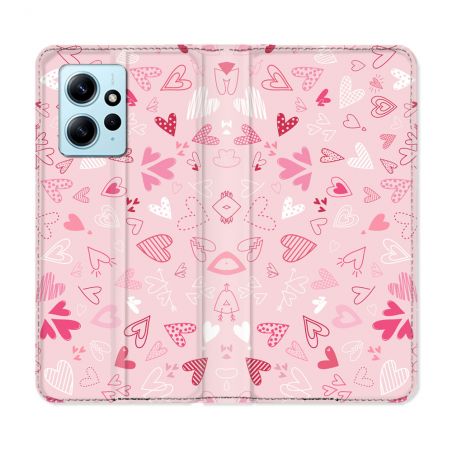 Housse Cuir Portefeuille Pour Xiaomi Redmi Note 12 4G Amour Ptis Coeurs