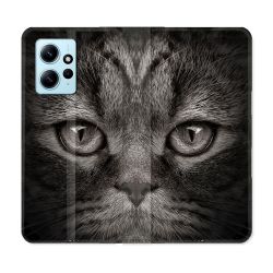 Housse Cuir Portefeuille Pour Xiaomi Redmi Note 12 4G Animal Chat Gris