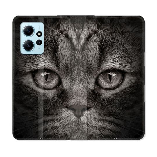 Housse Cuir Portefeuille Pour Xiaomi Redmi Note 12 4G Animal Chat Gris