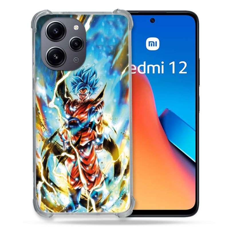 Coque Renforcée En Verre Trempé Pour Xiaomi Redmi 12 5G Manga Dragon Ball Sangoku Blanc