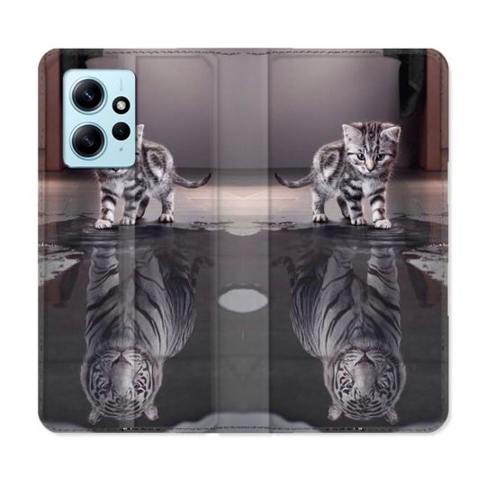 Housse Cuir Portefeuille Pour Xiaomi Redmi Note 12 4G Animal Chat Reflet