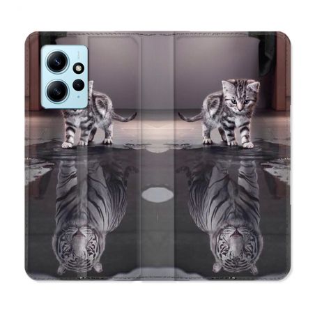 Housse Cuir Portefeuille Pour Xiaomi Redmi Note 12 4G Animal Chat Reflet