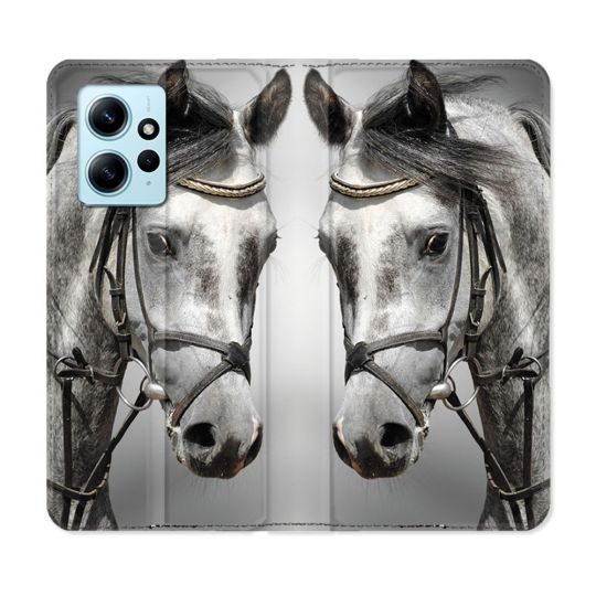 Housse Cuir Portefeuille Pour Xiaomi Redmi Note 12 4G Animal Cheval Blanc