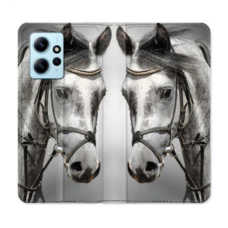 Housse Cuir Portefeuille Pour Xiaomi Redmi Note 12 4G Animal Cheval Blanc