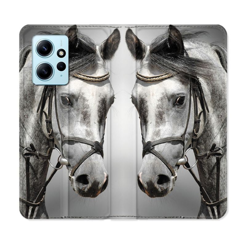Housse Cuir Portefeuille Pour Xiaomi Redmi Note 12 4G Animal Cheval Blanc