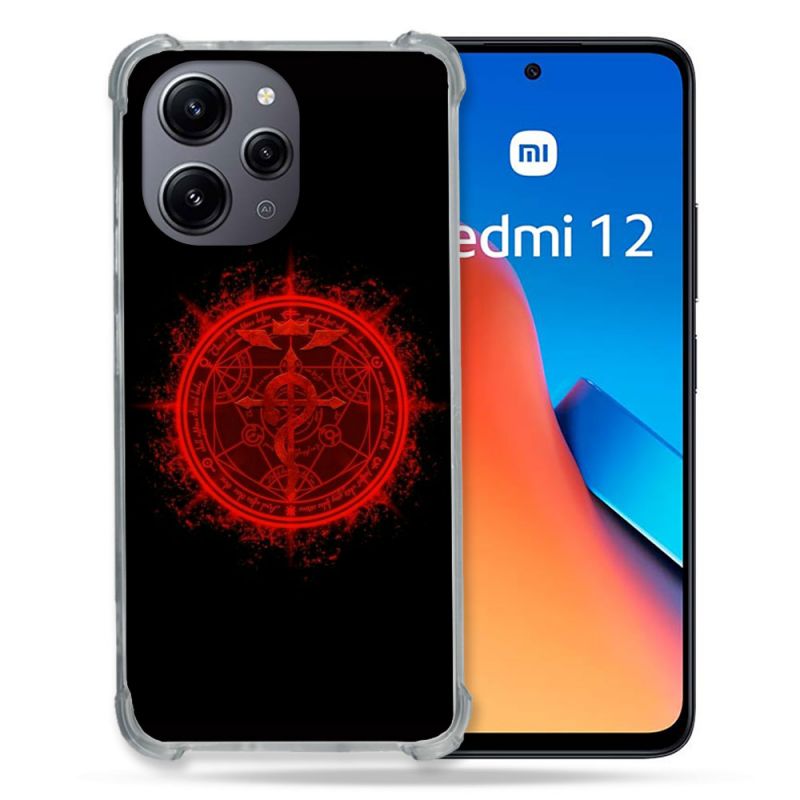 Coque Renforcée En Verre Trempé Pour Xiaomi Redmi 12 5G Manga Fullmetal Alchemist Logo