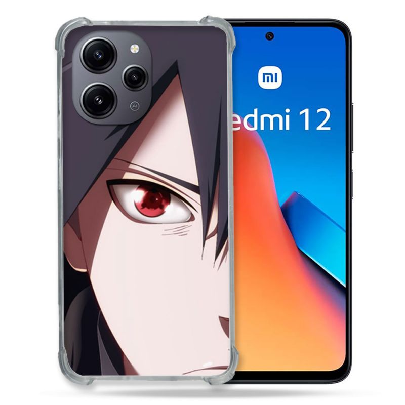 Coque Renforcée En Verre Trempé Pour Xiaomi Redmi 12 5G Manga Naruto Sasuke visage