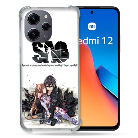 Coque Renforcée En Verre Trempé Pour Xiaomi Redmi 12 5G Manga SAO sword Art Online Blanc
