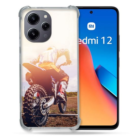 Coque Renforcée En Verre Trempé Pour Xiaomi Redmi 12 5G Moto Cross Soleil