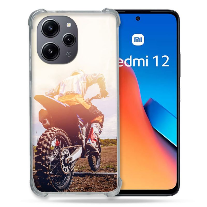 Coque Renforcée En Verre Trempé Pour Xiaomi Redmi 12 5G Moto Cross Soleil