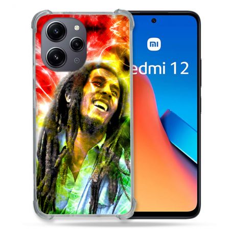 Coque Renforcée En Verre Trempé Pour Xiaomi Redmi 12 5G Musique Bob Marley Color