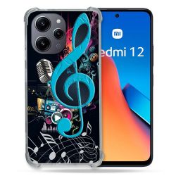 Coque Renforcée En Verre Trempé Pour Xiaomi Redmi 12 5G Musique Cle Sol Bleu