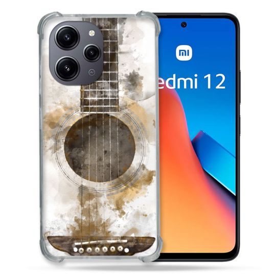 Coque Renforcée En Verre Trempé Pour Xiaomi Redmi 12 5G Musique Guitare Tag