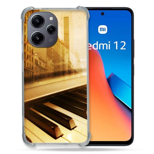 Coque Renforcée En Verre Trempé Pour Xiaomi Redmi 12 5G Musique Piano Retro