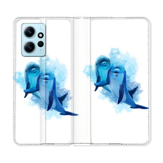 Housse Cuir Portefeuille Pour Xiaomi Redmi Note 12 4G Animal Dauphin Duo
