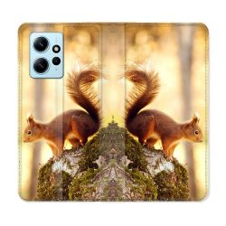 Housse Cuir Portefeuille Pour Xiaomi Redmi Note 12 4G Animal Ecureuil Bois