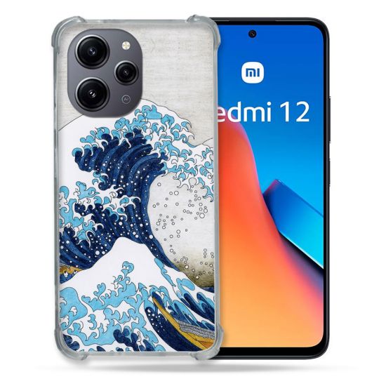 Coque Renforcée En Verre Trempé Pour Xiaomi Redmi 12 5G Peinture La Grande Vague