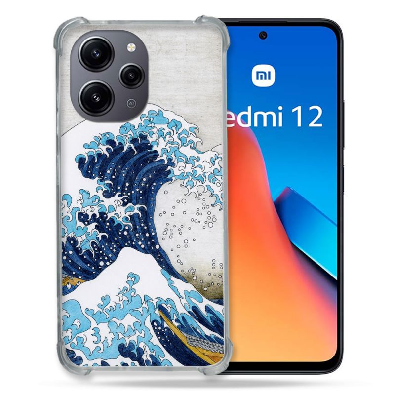 Coque Renforcée En Verre Trempé Pour Xiaomi Redmi 12 5G Peinture La Grande Vague