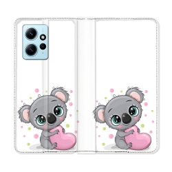 Housse Cuir Portefeuille Pour Xiaomi Redmi Note 12 4G Animal Koala Cœur