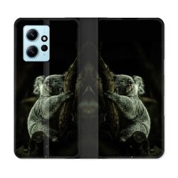 Housse Cuir Portefeuille Pour Xiaomi Redmi Note 12 4G Animal Koala Noir