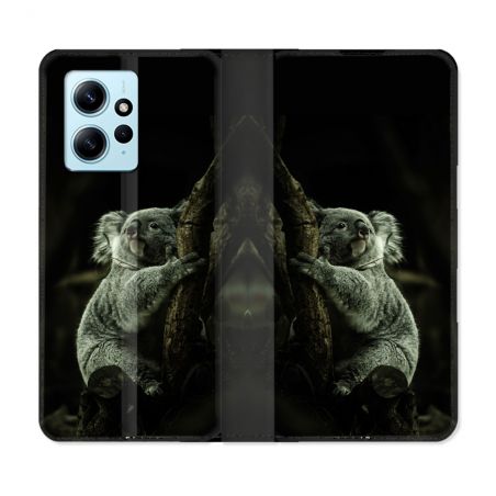 Housse Cuir Portefeuille Pour Xiaomi Redmi Note 12 4G Animal Koala Noir
