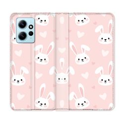 Housse Cuir Portefeuille Pour Xiaomi Redmi Note 12 4G Animal Lapin Rose
