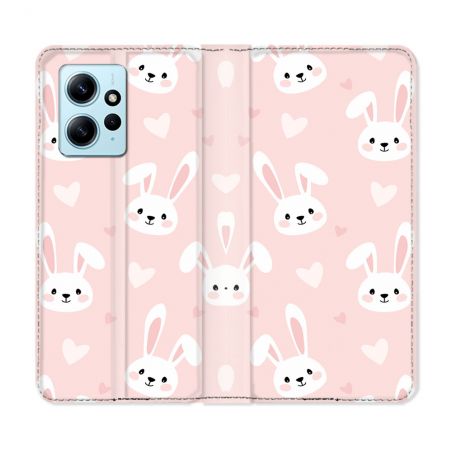 Housse Cuir Portefeuille Pour Xiaomi Redmi Note 12 4G Animal Lapin Rose