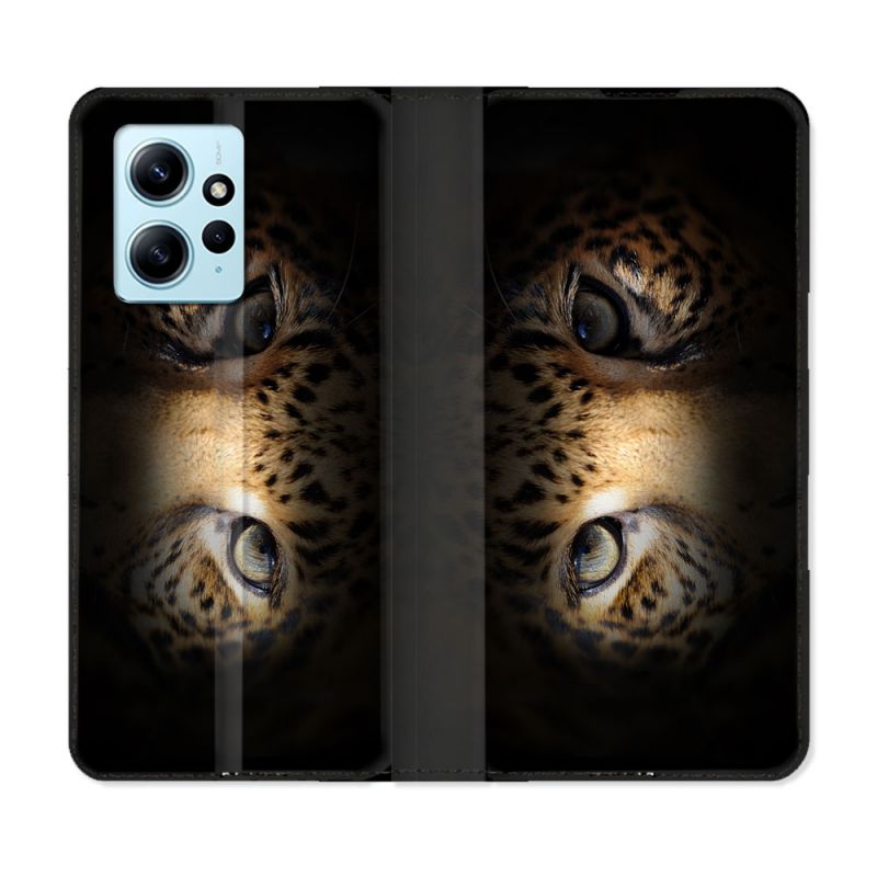 Housse Cuir Portefeuille Pour Xiaomi Redmi Note 12 4G Animal Leopard Yeux