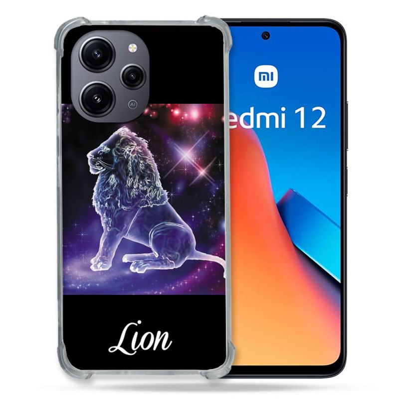 Coque Renforcée En Verre Trempé Pour Xiaomi Redmi 12 5G Signe Zodiaque 2 Lion