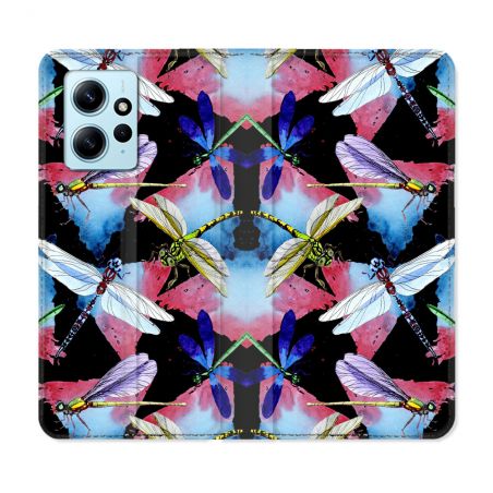 Housse Cuir Portefeuille Pour Xiaomi Redmi Note 12 4G Animal Libellule