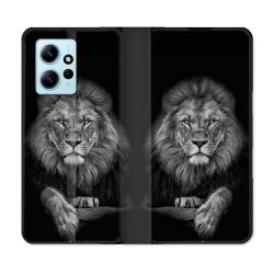 Housse Cuir Portefeuille Pour Xiaomi Redmi Note 12 4G Animal Lion Majestueux