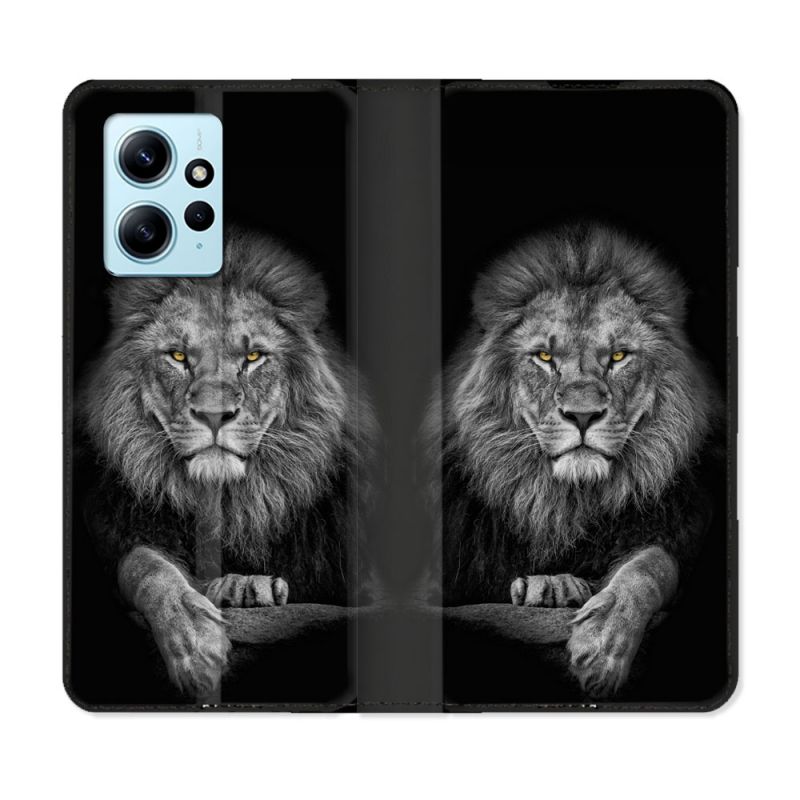 Housse Cuir Portefeuille Pour Xiaomi Redmi Note 12 4G Animal Lion Majestueux
