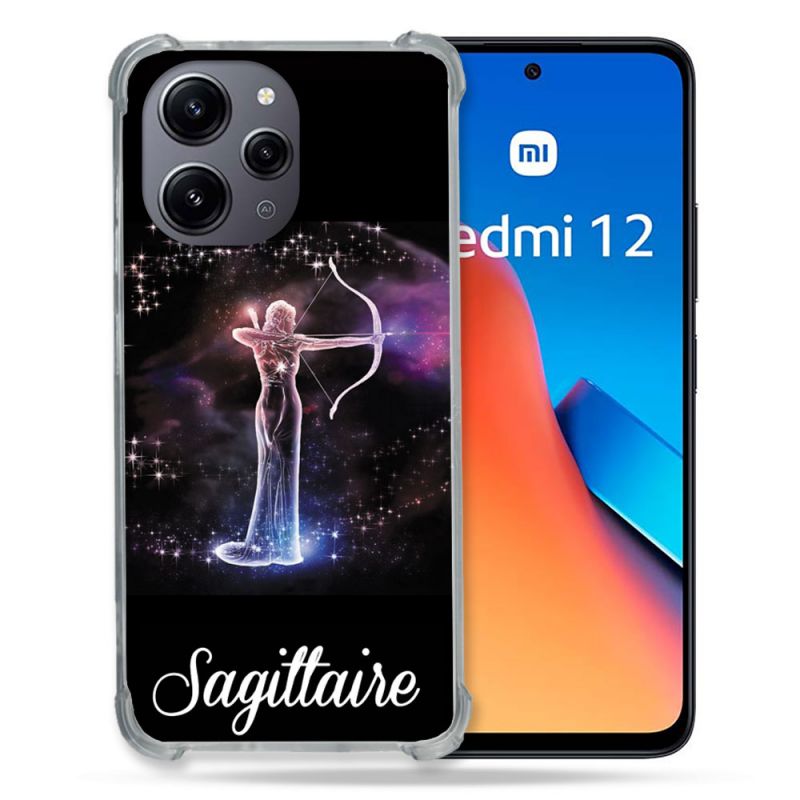 Coque Renforcée En Verre Trempé Pour Xiaomi Redmi 12 5G Signe Zodiaque 2 Sagittaire