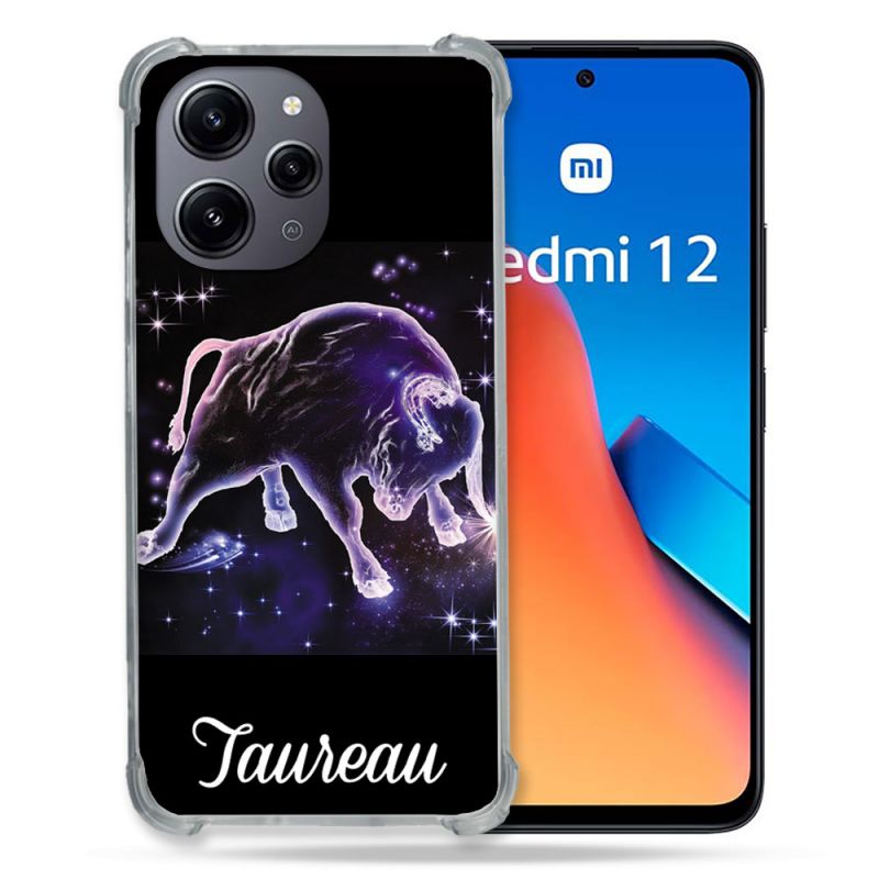 Coque Renforcée En Verre Trempé Pour Xiaomi Redmi 12 5G Signe Zodiaque 2 Taureau