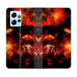 Housse Cuir Portefeuille Pour Xiaomi Redmi Note 12 4G Animal Loup Espace