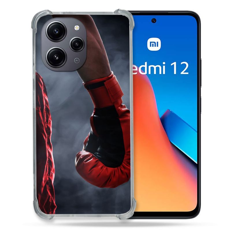 Coque Renforcée En Verre Trempé Pour Xiaomi Redmi 12 5G Sport Boxe Gant Rouge