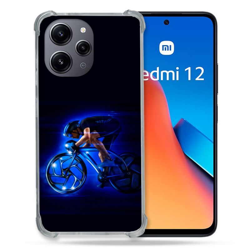 Coque Renforcée En Verre Trempé Pour Xiaomi Redmi 12 5G Sport Cyclisme Bleu