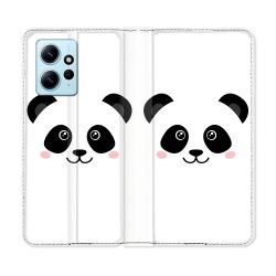 Housse Cuir Portefeuille Pour Xiaomi Redmi Note 12 4G Animal Panda Blanc