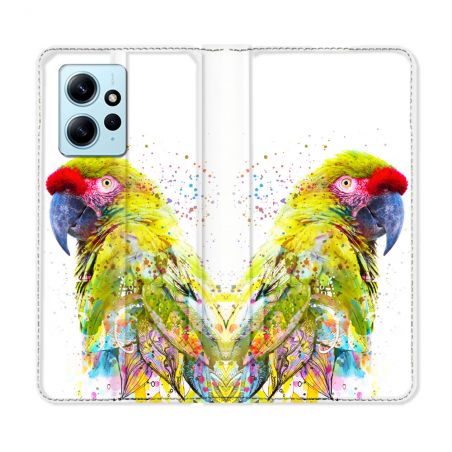 Housse Cuir Portefeuille Pour Xiaomi Redmi Note 12 4G Animal Perroquet Jaune