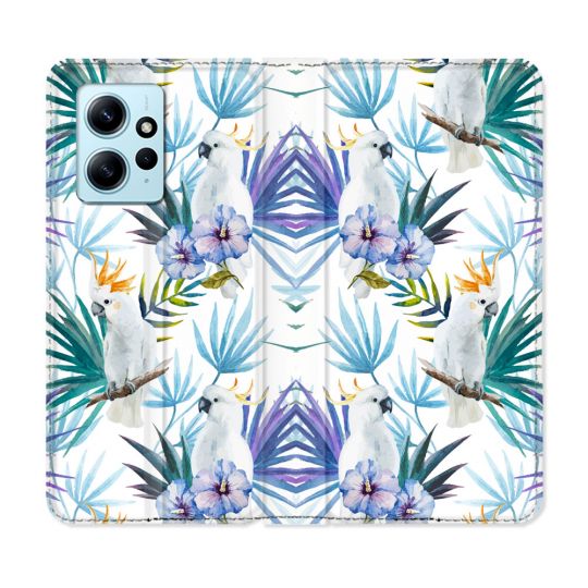 Housse Cuir Portefeuille Pour Xiaomi Redmi Note 12 4G Animal Perroquet Peinture